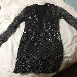 Missguided plunge floral lace dress